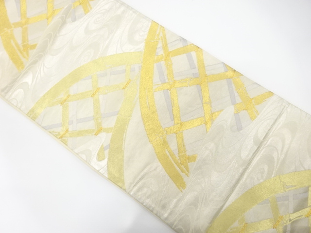 JAPANESE KIMONO / ANTIQUE FUKURO OBI / SILK / WOVEN FENCE PATTERN